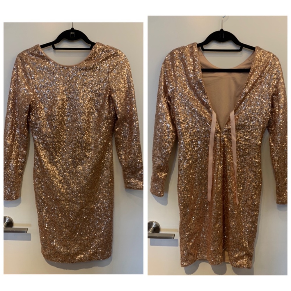 H&M Rose Gold Sequin Mini Dress size 6